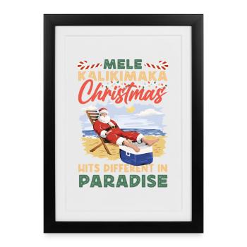 Noël hawaïen Mele Kalikimaka - Affiche encadrée (27 × 37 cm) - noir - Devant