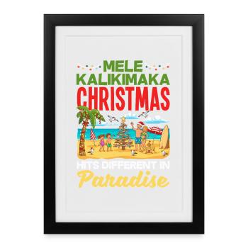 Noël hawaïen Mele Kalikimaka - Affiche encadrée (27 × 37 cm) - noir - Devant