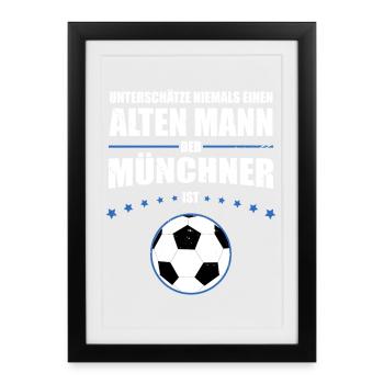 Old Man - Munich Football Fan | Retro Vintage - Framed poster (27 × 37 cm) - black - Front