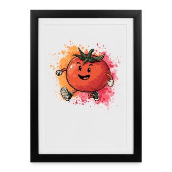 Tomate en sprint - Affiche encadrée (27 × 37 cm) - noir - Devant