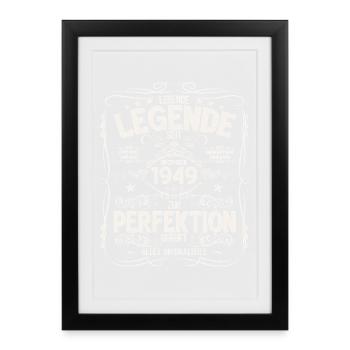 76e anniversaire Millésime décembre 1949 - Affiche encadrée (27 × 37 cm) - noir - Devant