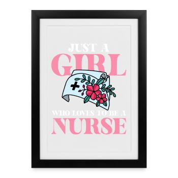 Just a woman who loves nurse - Framed poster (27 × 37 cm) - black - Front