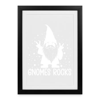 Gnome costume Hommes Gnomes Rocks Gnome - Affiche encadrée (27 × 37 cm) - noir - Devant