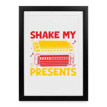 Funny Harmonica Player Shake My Presents Harmonica - Framed poster (27 × 37 cm) - black - Front