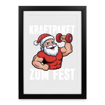 Santa Claus FORCE POUR LE FESTIN Fun - Affiche encadrée (27 × 37 cm) - noir - Devant