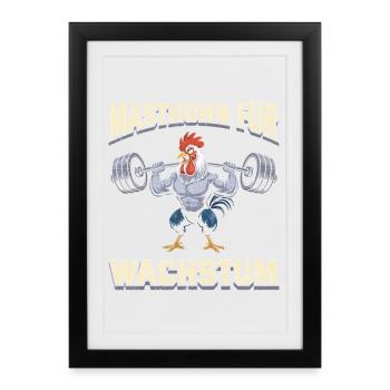 Haltérophile POULET DE CHAIR POUR LA CROISSANCE Fun - Affiche encadrée (27 × 37 cm) - noir - Devant