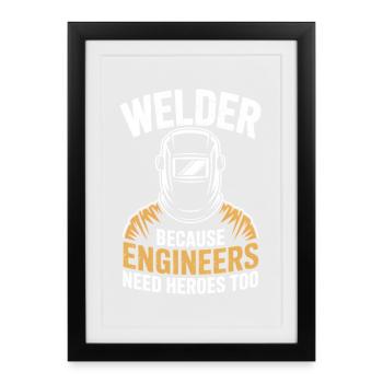 Soudeur qui dit profession, drôle de cadeau de soudeur, - Affiche encadrée (27 × 37 cm) - noir - Devant