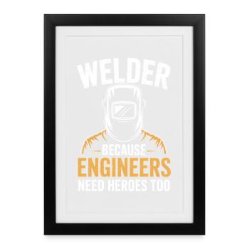 Soudeur qui dit profession, drôle de cadeau de soudeur, - Affiche encadrée (27 × 37 cm) - noir - Devant