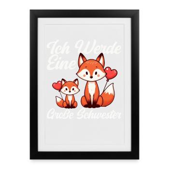Big Sister Fox Lover Sibling - Framed poster (27 × 37 cm) - black - Front