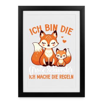Big Sister Fox Lover Sibling - Framed poster (27 × 37 cm) - black - Front