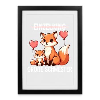 Big Sister Fox Lover Sibling - Framed poster (27 × 37 cm) - black - Front