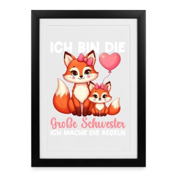 Big Sister Fox Lover Sibling - Framed poster (27 × 37 cm) - black - Front