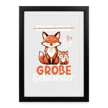 Big Sister Fox Lover Sibling - Framed poster (27 × 37 cm) - black - Front