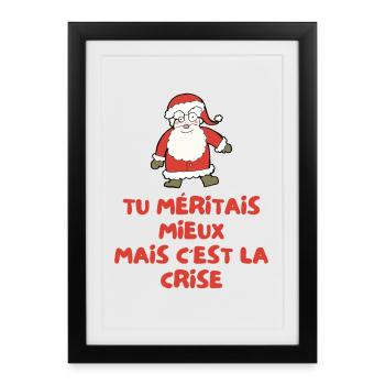 Santa Claus Crisis Humor Christmas Gift Humorous - Framed poster (27 × 37 cm) - black - Front