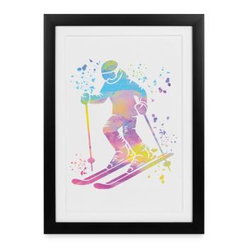 Ski alpin Sports d’hiver Ski nordique - Affiche encadrée (27 × 37 cm) - noir - Devant