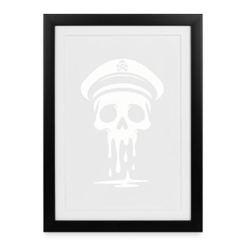 Capitaine Crâne Fondant Crâne Chapeau de Capitaine - Affiche encadrée (27 × 37 cm) - noir - Devant