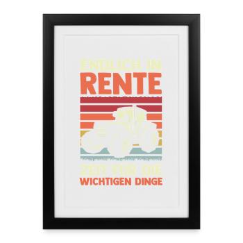 Régime de retraite Tracteur Pensionnaire Pensionnaire Agriculteur de retraite Trak - Affiche encadrée (27 × 37 cm) - noir - Devant