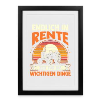 Régime de retraite Tracteur Pensionnaire Pensionnaire Agriculteur de retraite Trak - Affiche encadrée (27 × 37 cm) - noir - Devant