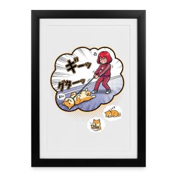 Propriétaire en colère vs Chien endormi - Affiche encadrée (27 × 37 cm) - noir - Devant