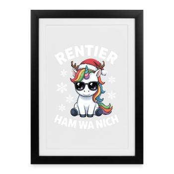 Unicorn Reindeer Ham wa nich Ugly Christmas - Framed poster (27 × 37 cm) - black - Front