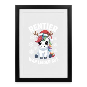 Le renne licorne venait malheureusement de la moche Noël - Affiche encadrée (27 × 37 cm) - noir - Devant