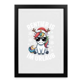 La licorne Rudolf est en vacances Renne - Affiche encadrée (27 × 37 cm) - noir - Devant