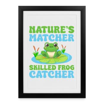 Frog Catcher Nature ́s Matcher Skilled Catcher Frog - Affiche encadrée (27 × 37 cm) - noir - Devant