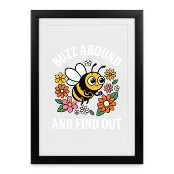 Buzzer et découvrir le mème humoristique des abeilles - Affiche encadrée (27 × 37 cm) - noir - Devant