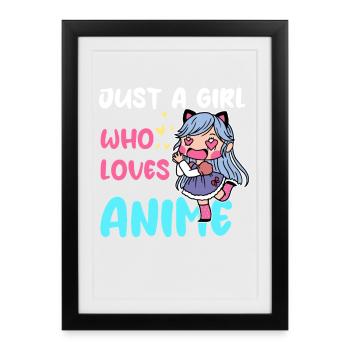 Girl Loves Anime Chibi - Framed poster (27 × 37 cm) - black - Front