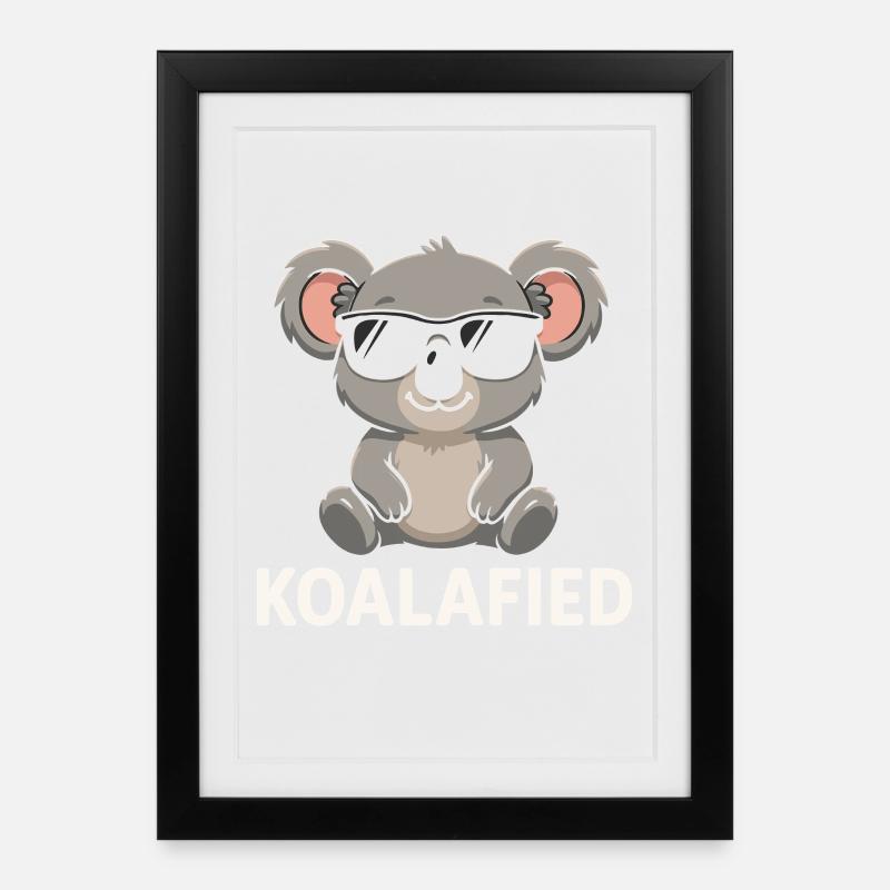 Koala mit Sonnenbrille - Gerahmtes Poster (27 × 37 cm) - Schwarz
