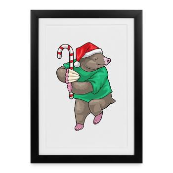 Mole Christmas candy cane - Framed poster (27 × 37 cm) - black - Front