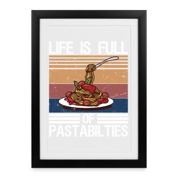 La vie d’amateur de pâtes est pleine de pâturages italien - Affiche encadrée (27 × 37 cm) - noir - Devant