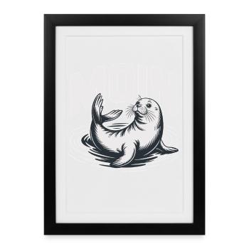 Phoque des phoques mer Baltique Moin en mer du Nord - Affiche encadrée (27 × 37 cm) - noir - Devant