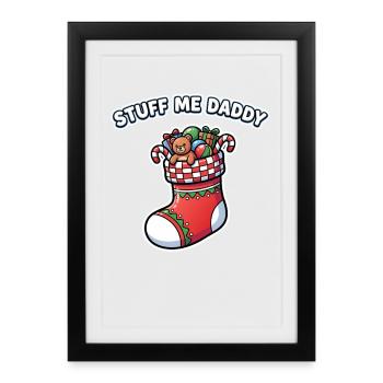 Stuff me, Dad! Christmas stocking, naughty - Framed poster (27 × 37 cm) - black - Front