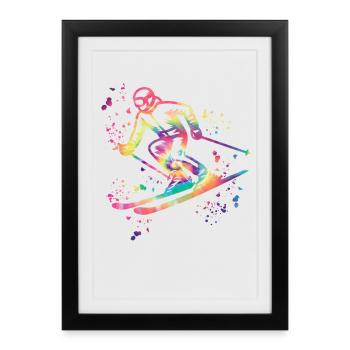 Ski alpin Sports d’hiver Ski nordique - Affiche encadrée (27 × 37 cm) - noir - Devant