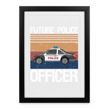 Future Police Officer Policewoman Cop - Framed poster (27 × 37 cm) - black - Front
