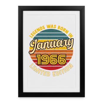 Legend Born January 1966 60th Birthday - Framed poster (27 × 37 cm) - black - Front