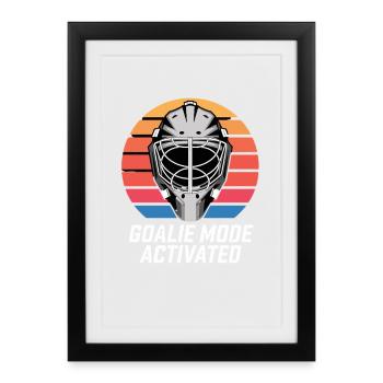 Mode gardien activé Masque de gardien de hockey sur glace - Affiche encadrée (27 × 37 cm) - noir - Devant