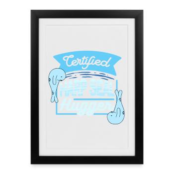 Sattelrobbe Robben, câlin certifié de phoques de la Grope - Affiche encadrée (27 × 37 cm) - noir - Devant