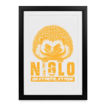 NIGLO - hérisson, qui s'y frotte s'y pique - Affiche encadrée (27 × 37 cm) - noir - Devant