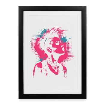 Portrait Pop Art punk dans le style de rue - Affiche encadrée (27 × 37 cm) - noir - Devant