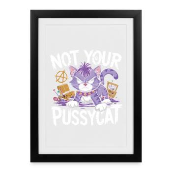 Chat rebelle à l’attitude punk - Affiche encadrée (27 × 37 cm) - noir - Devant