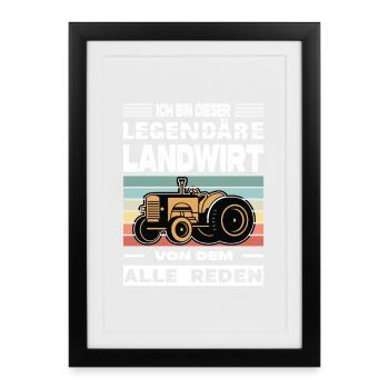 Agriculteur offre des cadeaux agricoles Tracteurs agricoles - Affiche encadrée (27 × 37 cm) - noir - Devant