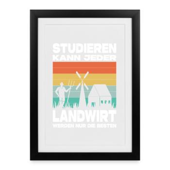 Agriculteur offre des cadeaux agricoles Tracteurs agricoles - Affiche encadrée (27 × 37 cm) - noir - Devant