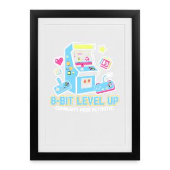 8-Bit LEVEL Arcade Retro Gaming Community - Framed poster (27 × 37 cm) - black - Front