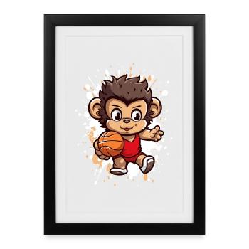 Basketball Monkey Streetball - Framed poster (27 × 37 cm) - black - Front