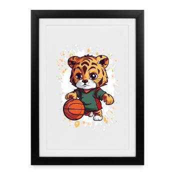 Dribbleur de basket-ball des Tigers - Affiche encadrée (27 × 37 cm) - noir - Devant