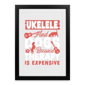 Ukulélé hawaïen ukulélé pour chien - Affiche encadrée (27 × 37 cm) - noir - Devant