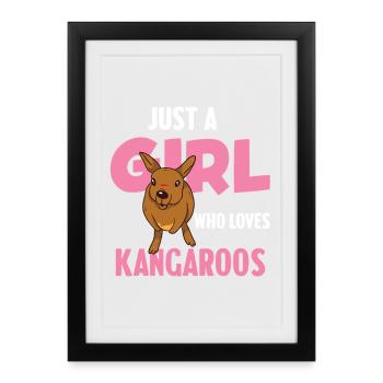 Juste une fille qui adore les kangourous - Affiche encadrée (27 × 37 cm) - noir - Devant