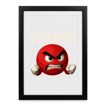 Drôle Dire Törken Dessin animé Drôle Dinde Mème - Affiche encadrée (27 × 37 cm) - noir - Devant